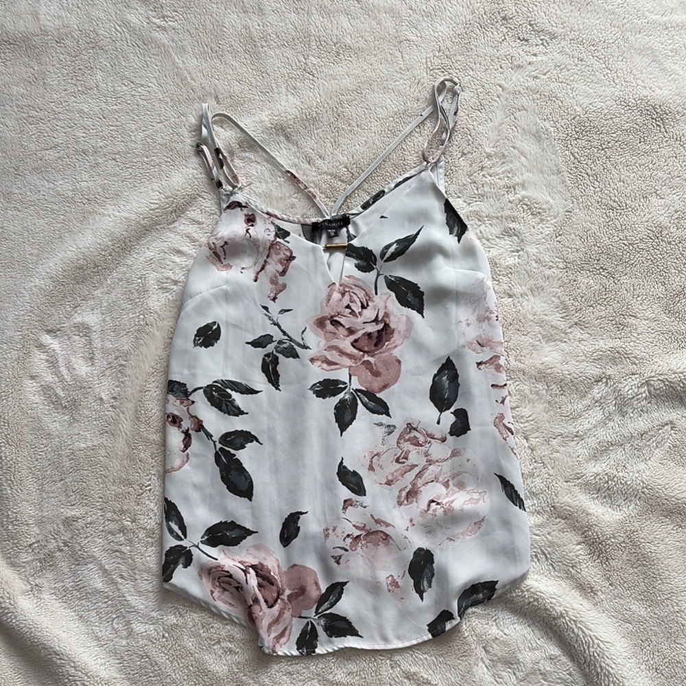 Dynamite‎ White And Pink Floral Cami Top With Adjustable Straps XS
